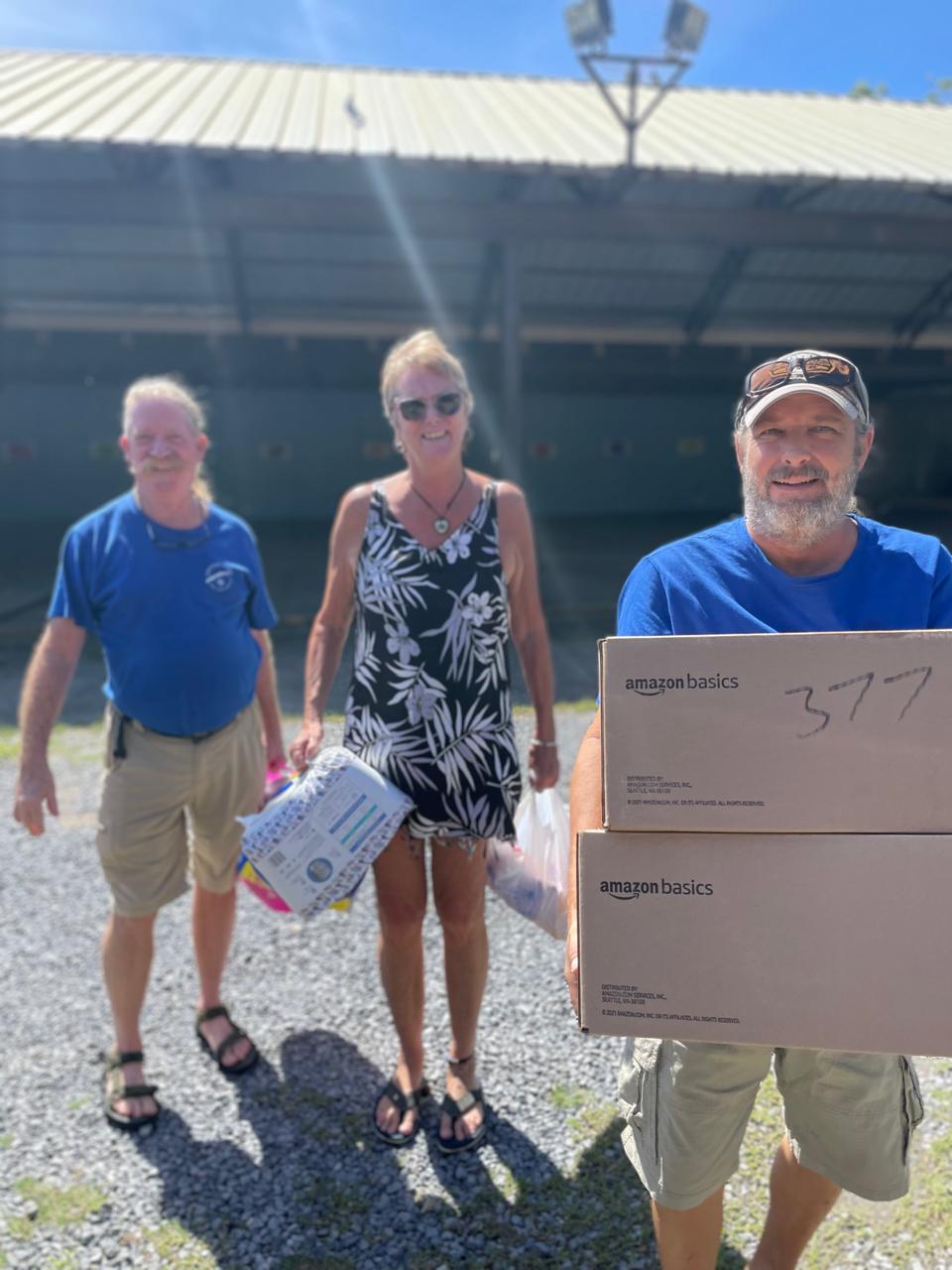 Volunteers with boxes